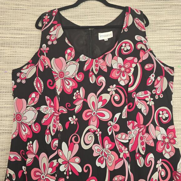 VTG Studio I Dress Women Plus Size 20W Sleeveless Floral Ruffle MOD 90s Coquette - Picture 10 of 11